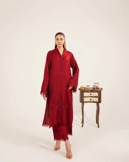 Red ♥️ 3-piece Stitched outfit