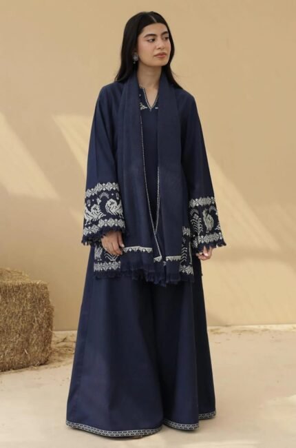 Blue Outfit With Chiffon Dupatta