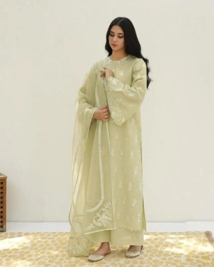 Apple Green Lawn 3-piece Stiched Dress