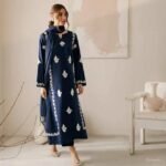 Navy Stone Embroidered Stitched outfit