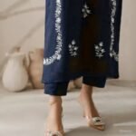Navy Stone Embroidered Stitched outfit